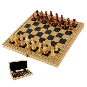 Hey! Play! Chess Set with Folding Wooden Board-Beginner’s Portable Game