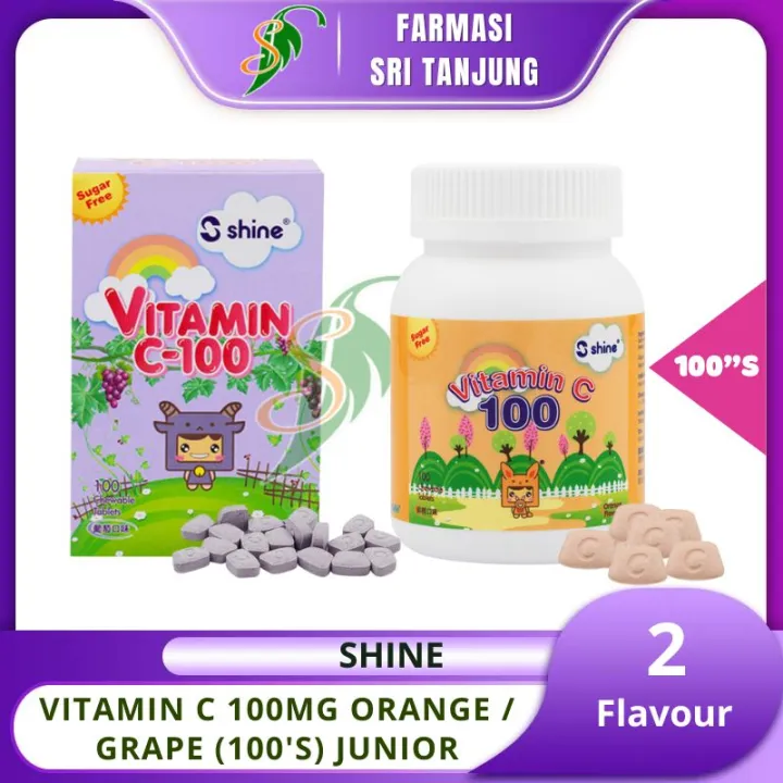 SHINE VITAMIN C 100MG ORANGE / GRAPE (100'S) JUNIOR | Lazada