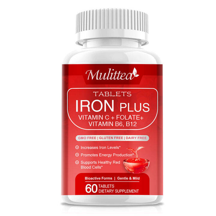 Iron Tablets Carbonyl Iron 68mg with Vitamin C 250Mg and folate for