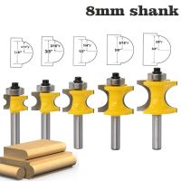 5 PCS 8mm Shank Bullnose ครึ่งรอบ Endmill Router Bits ไม้ 2 ขลุ่ยแบริ่งงานไม้เครื่องมือตัดมิลลิ่ง