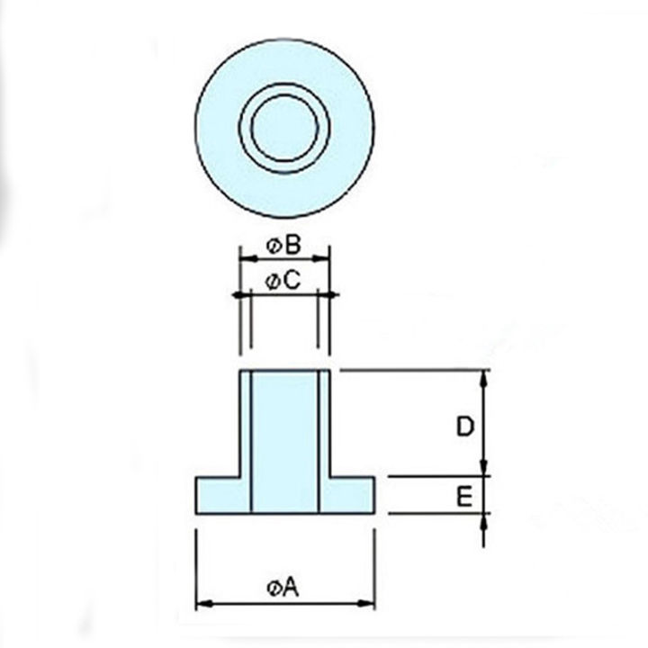 14pcs A=16.15mm B=10mm C=8.05mm nylon step washer D=5mm E=1.5mm transistor insulating gasket plastic flange convex T-type