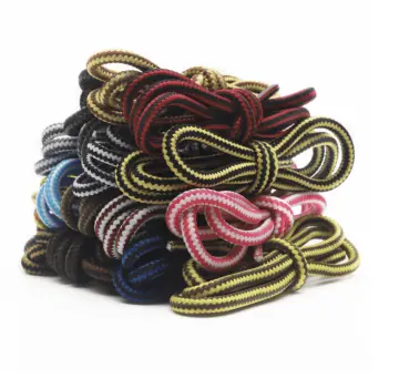 Round Striped Colored Shoelaces, Laces for Outdoor Boots, Shoelace for Hiking Shoes