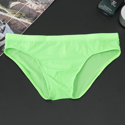 【CW】 Men 10 Colors  Silk Briefs Transparent Silky Quick-Drying Size From M-4XL