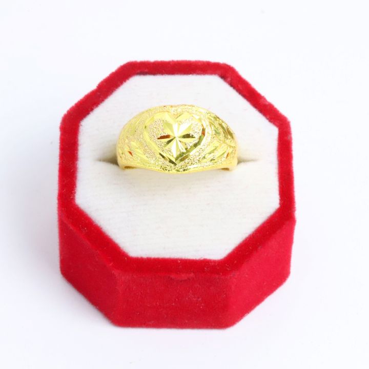 แหวนหุ้มทอง-ไม่ลอกไม่ดำ-แหวนทอง-1บาท-แหวน-ตัดลายยิงทราย-รูปหัวใจ-แหวนทองปลอม-เครื่องประดับ-ทองเหมือนแท้-ทองโคลนนิ่ง