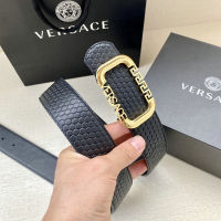 Versace เข็มขัดผู้ชายหัวเข็มขัดสี่เหลี่ยม,ธุรกิจแบบสบายๆผู้ชายเข็มขัดลายนูนหกเหลี่ยมเข็มขัดหนังใหม่2022