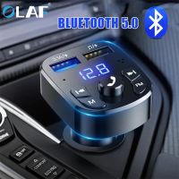 ☎♤ Olaf Car FM Transmitter Bluetooth 5.0 Handsfree Car Kit Audio MP3 Modulator 2.1A Player Audio Receiver 2 USB Fast Charger