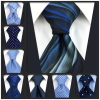 Navy Silk Ties for Men Extra Long Neckties Paisley Solid Blue Stripes 63 160cm Business Dropshipping