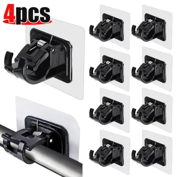 Curtain Rod Bracket No Drilling, Adhesive Curtain Rod Holder Hooks, No  Drill Curtain Rod Brackets Hanger Clamp for Home