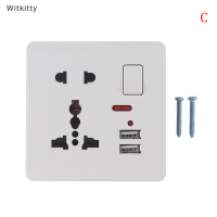 Witkitty ซ็อกเก็ตผนังสากลที่มีสวิทช์ไฟ LED 5รู USB Wall Power Socket