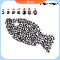 GAIYUAN 20PCS/Bag 1B ถึง 7B แยก น้ำหนัก เปิดปาก Line Sinkers รูปมะกอก ตกปลาตะกั่วตก ขั้วต่อตะขอ Sinker