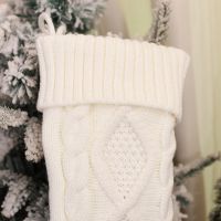 Sock Christmas Stockings Gift Bag Santa 43x16CM Candy Decoration Hanging Knitted Fabric Lovely White/green/red