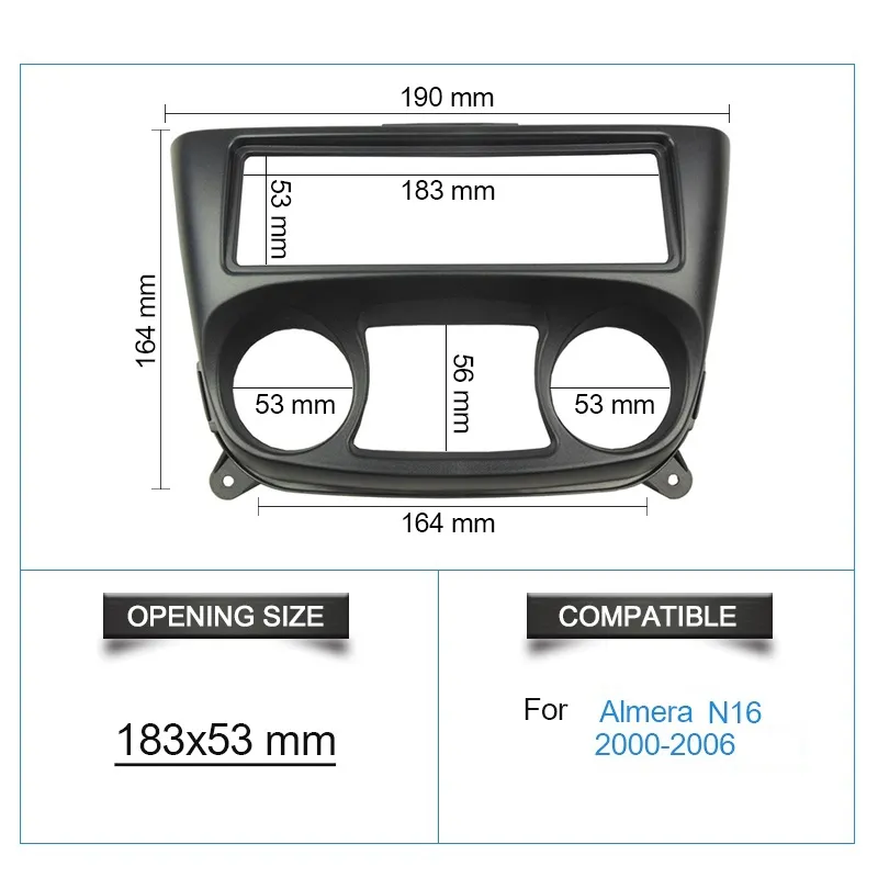 Car Radio Fascias for Nissan Almera N16 2000-2006 1 Din DVD Stereo Panel  Dashboard Refitting Installation Frame 