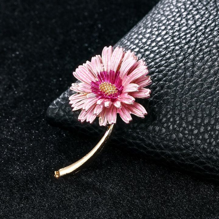 baiduqiandu-หมุดเข็มกลัดดอกไม้เดซี่สีม่วงสีชมพูเคลือบสำหรับผู้หญิงเครื่องประดับเสื้อผ้า