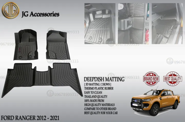 VOIV 9 Pezzi Auto Set Coprisedili per Ford Ranger 2016 2017 2018 2019 2020 2021 2022, Universale in Pelle PU Impermeabile Fodere Anteriori E Posteriori Auto Accessori,D Blue