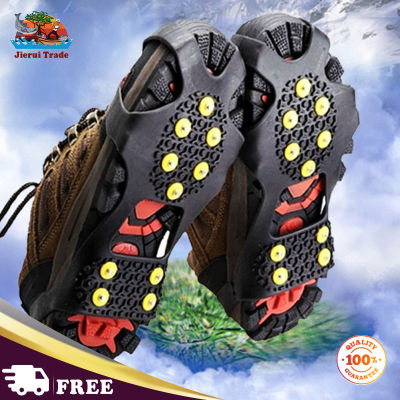 1คู่รองเท้ากลางแจ้งครอบคลุม10สตั๊ด Anti-Slip สวมใส่ Mountaineering Snow Shoe Spikes Ice Grips Cleats