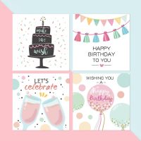 Happy Birthday Greeting Card Cartoon Printing Gift Card with Envelope for Party Celebration Blessing Invite Random Image AES006 Greeting Cards