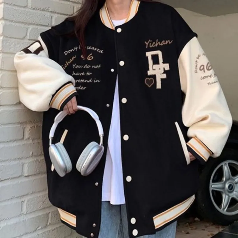 Casual Baseball Jacket Street Baseball Jackets Women Harajuku Loose Vintage Varsity  Jacket Couple Oversize College Embroidery Coat Female (Color : 1, Size :  XXL) : : Fashion