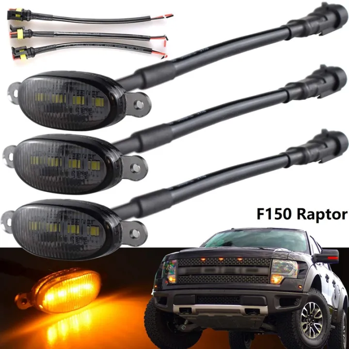Front Grille Grill Led Light Smoke Raptor Style Lamp Amber for Ford F-150 F150 Front Grille Grill Led Light Smoke Raptor Style Lamp Amber for Ford F-150 F150