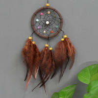 【Home Depot】zhuying duolashangdian SUN Handmade Dream Catcher แขวนหวายลูกปัดขนนกรถไต่ผนังตกแต่งเครื่องประดับ