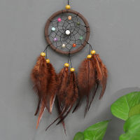 [The Fayshow] duolashangdian SUN Handmade Dream Catcher แขวนหวายลูกปัดขนนกรถไต่ผนังตกแต่งเครื่องประดับ