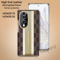 สำหรับ Honor 70เคส/Honor 50เลนส์ป้องกันไม่ติดลายนิ้วมือหนังระดับไฮเอนด์ลายสก๊อตเคสโทรศัพท์กันกระแทก