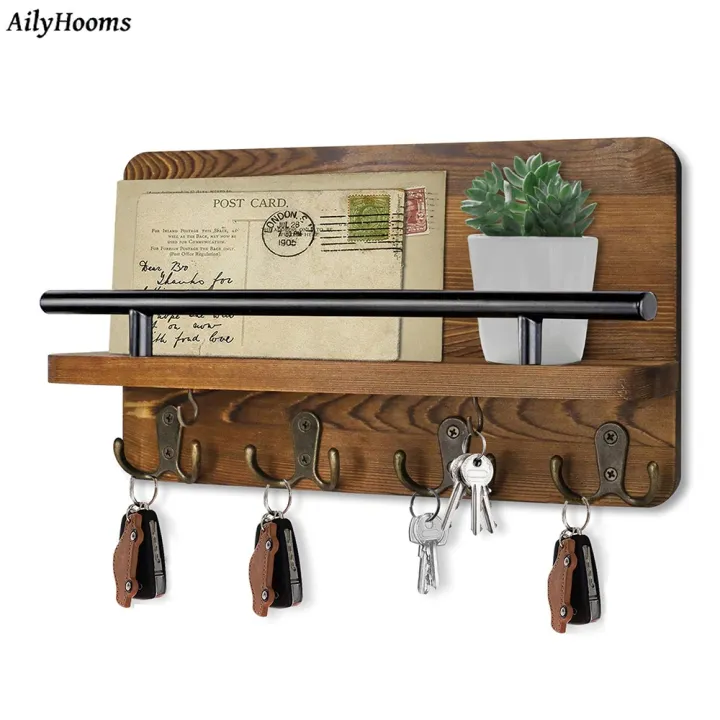 Key Holder Wall Mounted Mail Holder Key Hanging Rack with 10 Hooks