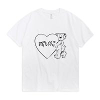 2023NewMitski Sweetheart Bear T เสื้อสำหรับผู้ชาย Hip Hop แนวโน้ม Harajuku เสื้อยืดแขนสั้น100% คอรอบคอสีขาว tee เสื้อ