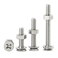 304 Stainless Steel Cross Countersunk Head Screw Nut Set Combination Flat Head Screw Bolt M3 M4