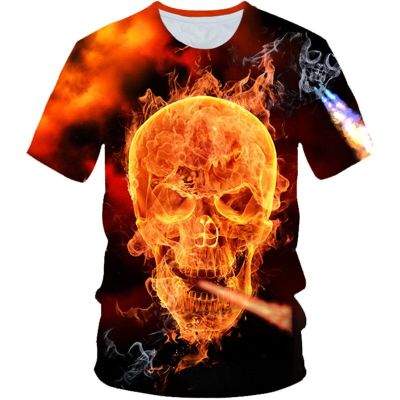 2020 Summer Children Punk Style 3D T-shirt Boys Girls Funny Burning Fire Skull Smoking Snake Print T shirt Kids Tshirts Tops