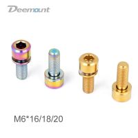 Deemount 4ชิ้น M6 * 16/18/20 W/เครื่องซักผ้าจักรยานอัลลอยไทเทเนียมจานเบรกคาลิปเปอร์ยึดสกรูล็อคข้อเหวี่ยงเบรคจักรยาน MTB ยึด