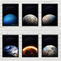 ภาพติดผนังตกแต่งห้องสไตล์นอร์ดิก-Beautiful Planet Earth, Moon, Venus, Sun และ Saturn Nursery Kids Room Posters-ภาพวาดผ้าใบคุณภาพสูง-K928