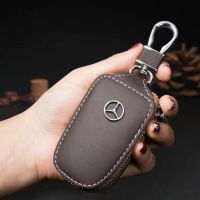 เคสกระเป๋าสตางค์ที่ใส่กุญแจรถแบบเรียบโลโก้ Mercedes Benz ปลอกหุ้มพวงกุญแจสำหรับ Mercedes Benz W169 W176 W211 W212 W245 W251 W222 W221 A C E GLA GLB