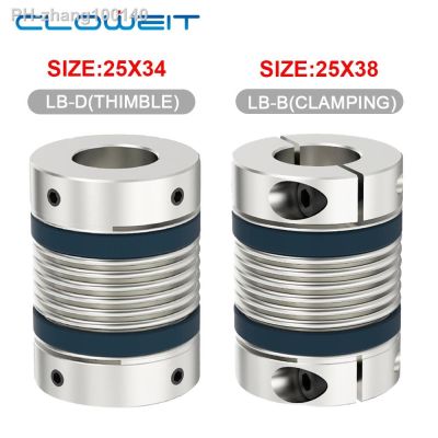 Cloweit LB-B-D25L38 5mm to 12mm Aluminum Alloy Shaft Coupler Bellows Coupling for Lathe Connect