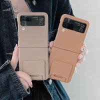 HOCE เคสซิลิโคนโทรศัพท์สีแท้สำหรับ Samsung Galaxy Z Flip 5 Flip 4 Flip 3พร้อมเคสตั้งที่วางที่มองไม่เห็นสำหรับ ZFlip5 ZFlip4 ZFlip3เคสโน้ตบุ๊คหลากสีใส