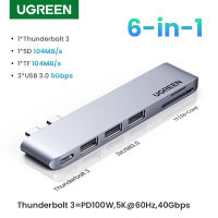 jianzhifen UGREEN USB C ฮับคู่ชนิด C 3.1กับ5K60Hz ธันเดอร์โบลท์3ตัวการ์ดความจำสำหรับแมคบุ๊กโปรแอร์ M2 M1แท่นเชื่อมต่อ USB ชนิด C 3.0ฮับ