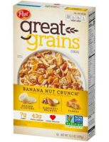 Post Great Grains Banana Nut Crunch 439g. โพสต์ เกรท เกรน ซีเรียล บานาน่า นัท ครันช์ อาหารเช้า ผสมกล้วย และถั่ว 439กรัม