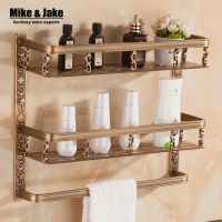 ☎⊙✁ Bathroom shelf 50cm length antique aluminum bathroom corner shelf bathroom holder shower room basket bathroom accessories MH8510