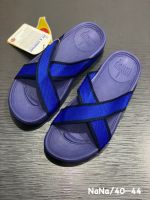 รองเท้าแตะfitflop สีน้ำเงินล้วน รองเท้าแตะผู้ชาย ผู้หญิงรองเท้าเพื่อ สุขภาพรองเท้าแตะแบบสวมตรงปก 100% ส่งของทุกวัน