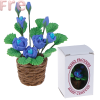 Fre 1PC 1/12 dollhouse Miniature Purple Rose Plant ดอกไม้ในหม้ออุปกรณ์เสริมสวน