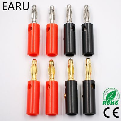 【YF】 10pcsAudio Speaker Screw Banana Gold Plate Plugs Connectors 4mm IN STOCK FREE SHIPPING Black Red Facotry Online Wholesale Golden