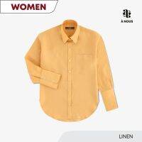 À NOUS - WOMEN SHIRT - Classic Fit - Linen (Pumpkin Pie) / เสื้อเชิ๊ต ตัวหลวม ผ้าลินิน สีเหลือง เข้ม