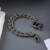 Double g Silver Bracelet Vintage pattern Bracelet carved hollow Cuban fashion popular couple Bracelet