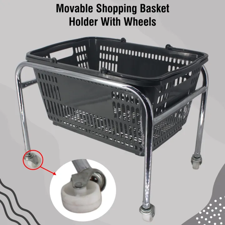 JME Ready Stock Basket Holder with Whell Shopping Basket Holder Shopping Basket Cart Lazada
