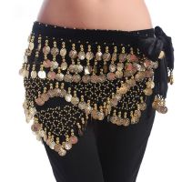 【YD】 Cheap Dancewear Practice Clothing Hip Scarf Colorful Rhinestone Adjustable 300 Gold Coins Belly