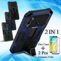 2 in 1สำหรับ realme C3 Case dual Fall Protection Hard Case กล้องป้องกัน2ชิ้นเซรามิค Screen