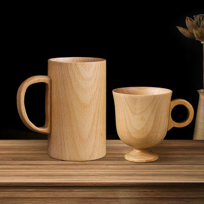 ญี่ปุ่นสร้างสรรค์ถ้วยน้ำไม้เป็นมิตรกับสิ่งแวดล้อม Drinkware ถ้วยน้ำเรียบบีชเบียร์แก้วชาถ้วยนมถ้วยกาแฟครัวเครื่องมือ