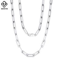 Rinntin 925 Sterling Silver Paperclip Neck Chain Fashion 14K Gold Link Chain Necklaces For Women Silver Dainty Jewelry SC39