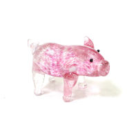 Fuchsia Miniature Pig แก้ว Figurines เครื่องประดับหัตถกรรมน่ารักสัตว์เล็กๆรูปปั้นคอลเลกชันหน้าแรกโต๊ะ Kids Room Kawaii ตกแต่ง