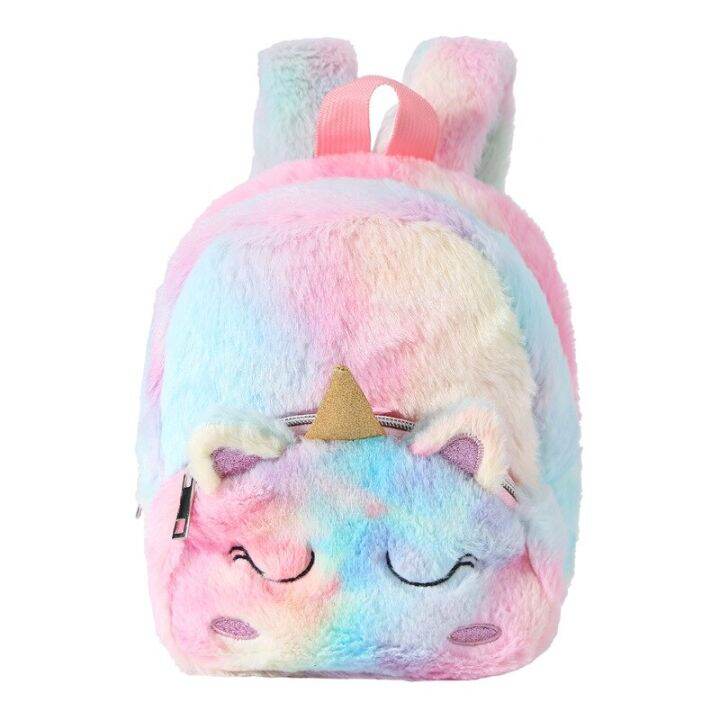 22-cm-cute-cartoon-backpack-girl-plush-unicorn-backpacks-cute-fashion-fur-backpacks-children-schoolbag-kids-bags-for-girls