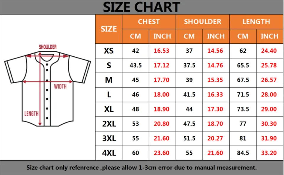 Sf giants outlet jersey size chart